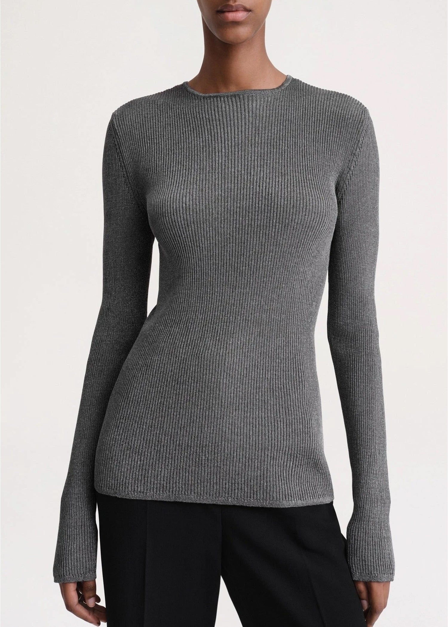 Pull côtelé en maille - Gun Metal