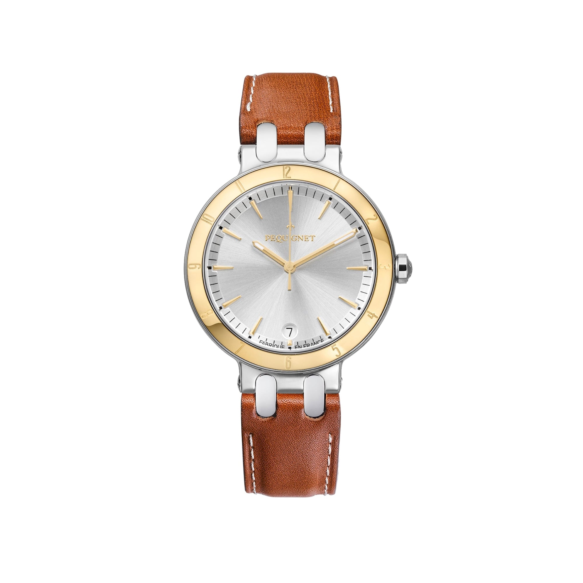Montre Moorea en acier et or 40 mm - Argent soleillé