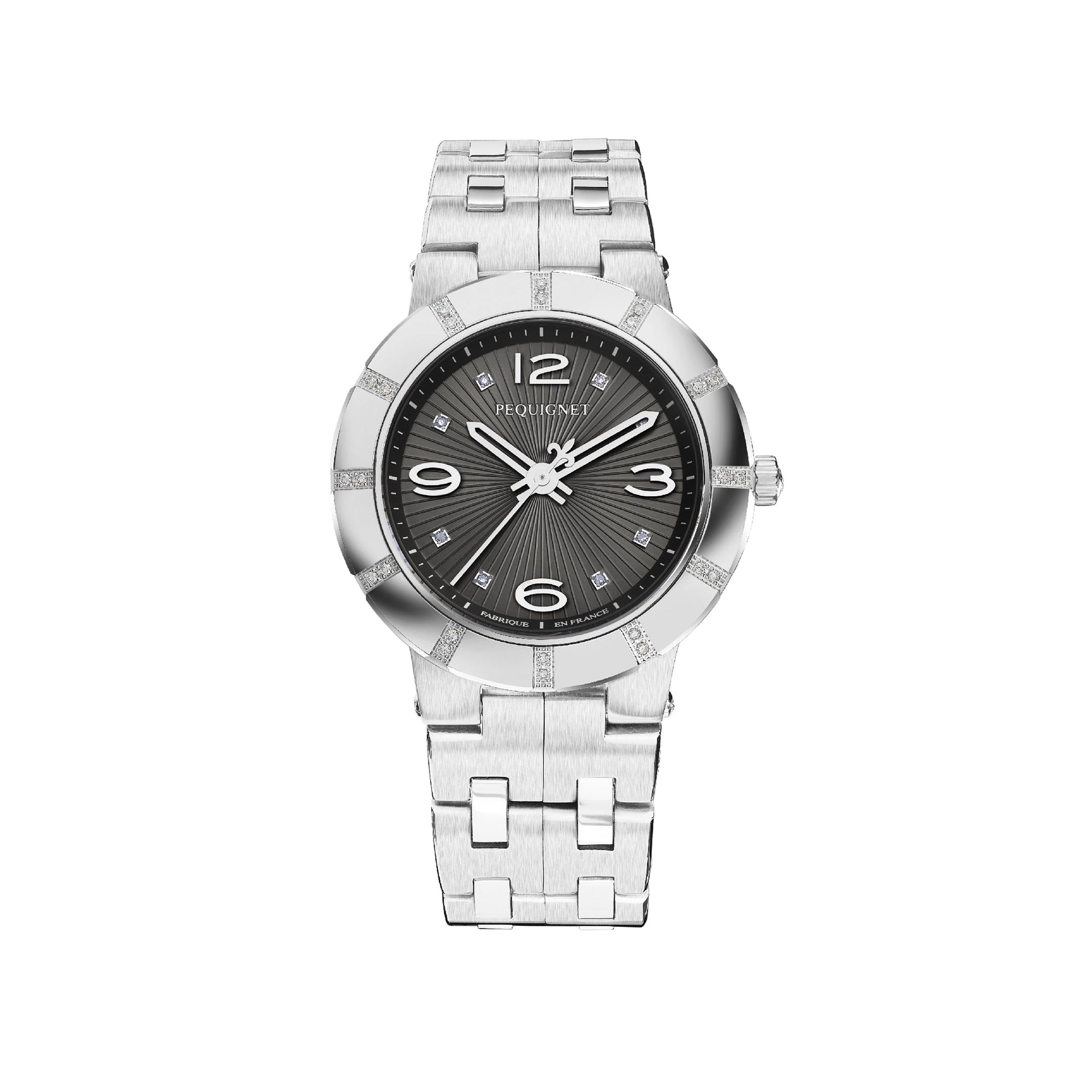 Montre Odéon en acier sertie de diamants 34 mm - Noir