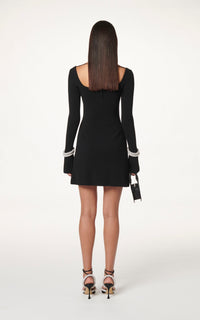 Olivia short dress with rhinestone bracelets - Black