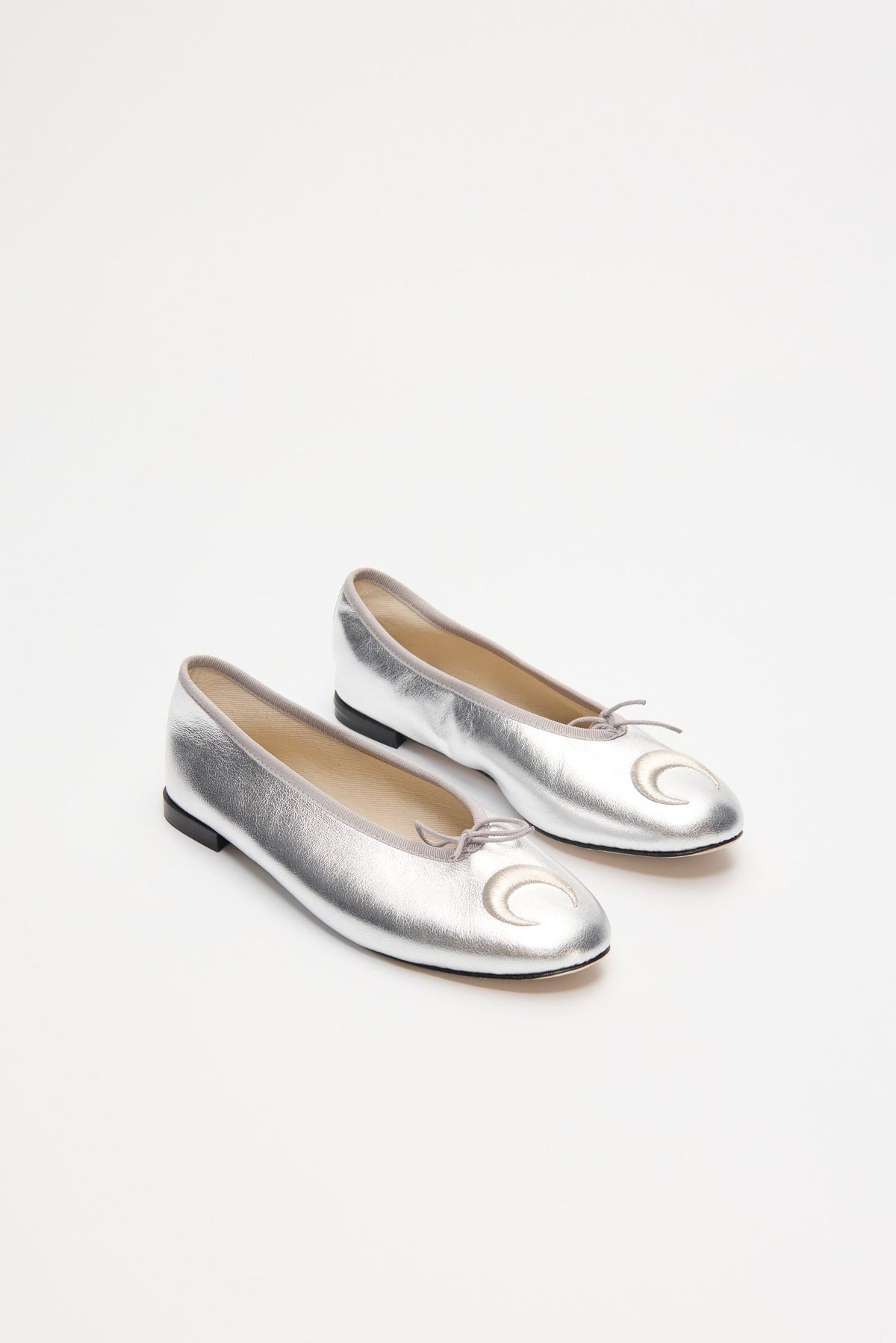 Ballerines Repetto x Marine Serre en cuir - Silver