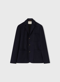 NAVY AND BLACK BICOLOR DOUBLE JACKET WITH EMBROIDERED DETAIL
