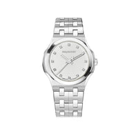 Montre Ranelagh en acier sertie de diamants 34 mm - Blanc