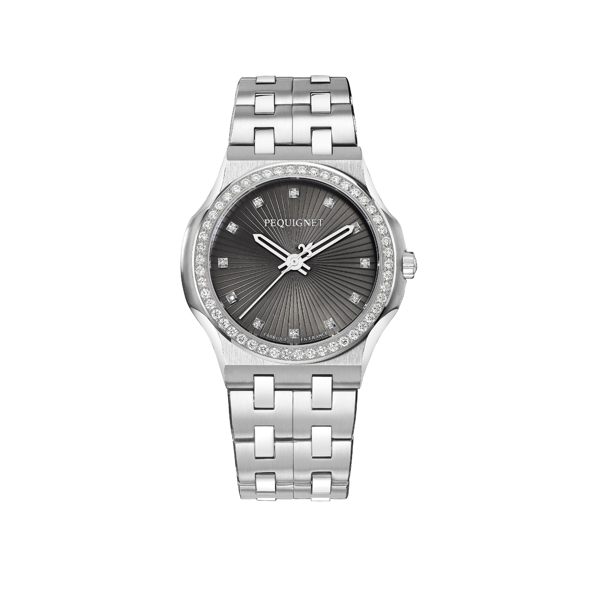 Ranelagh steel watch set with diamonds 34 mm - Black