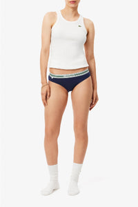 Culotte stretch ceinture rayée - Marine
