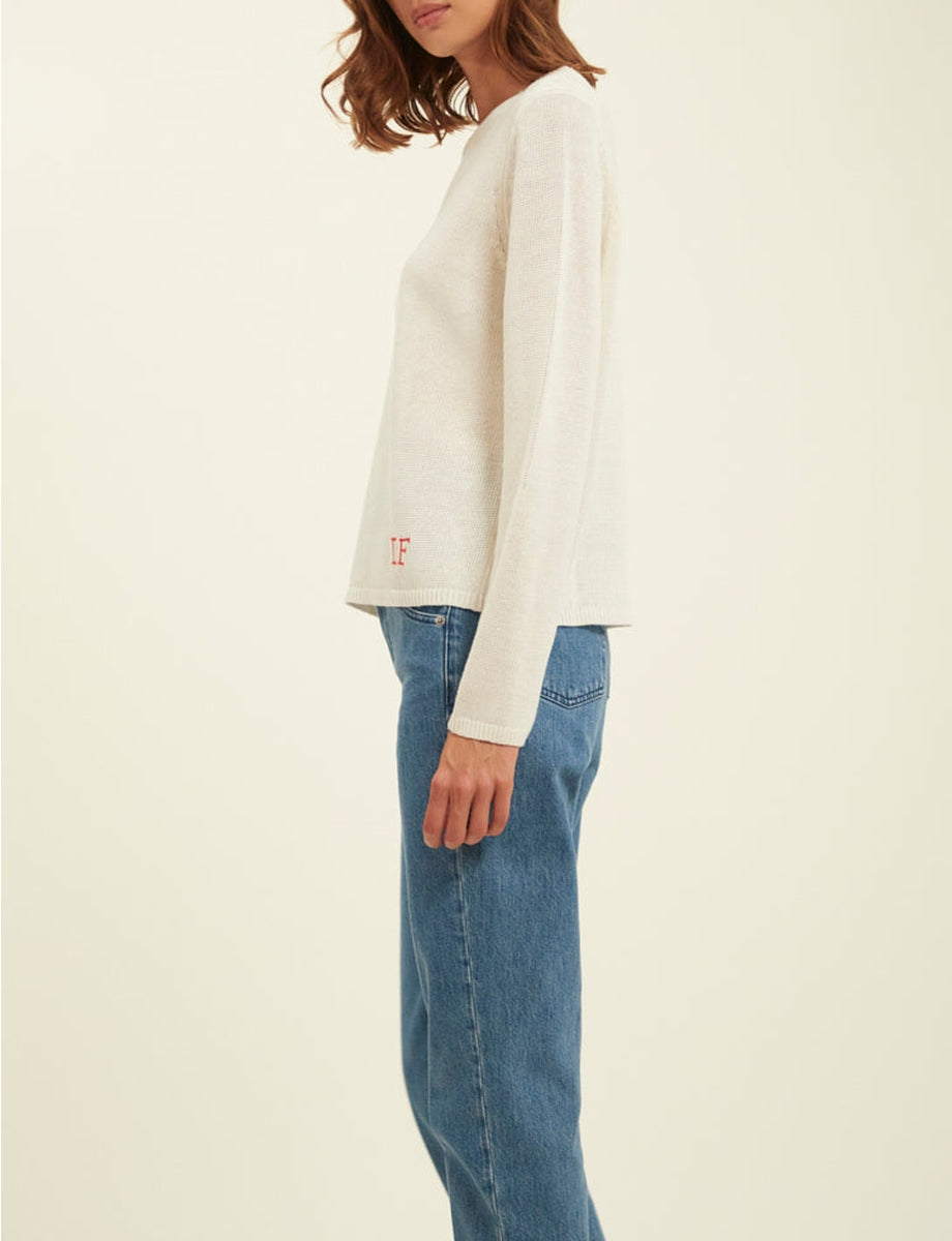 1qty RELIQUAT 75€ 100%  / Pull col rond Angelina en lin - Ecru