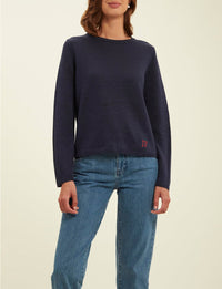 1qty RELIQUAT 75€ 0%  / Pull col rond Angelina en lin - Blue Navy