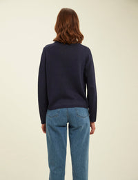 1qty RELIQUAT 75€ 0%  / Pull col rond Angelina en lin - Blue Navy