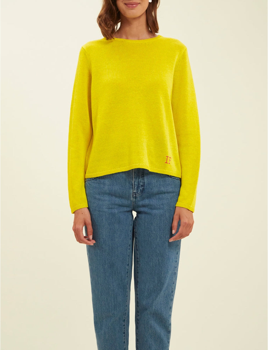 6qty RELIQUAT 50€ 25%  / Pull col rond Angelina en lin - Yellow