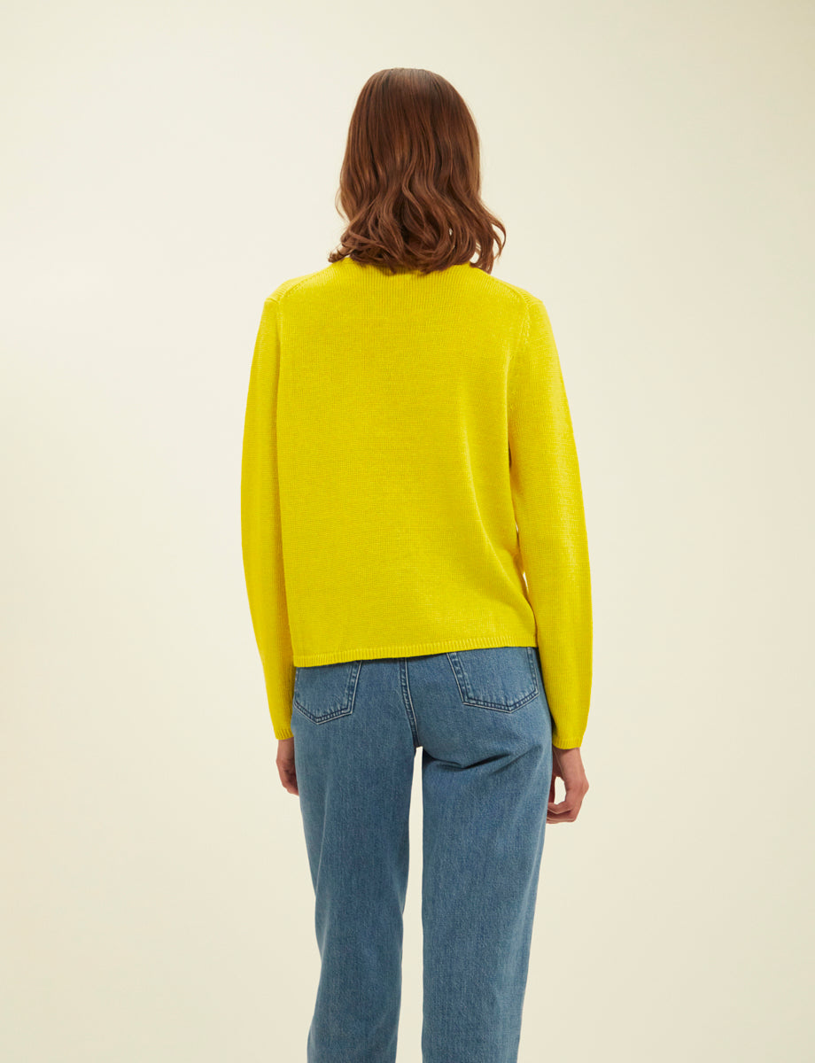6qty RELIQUAT 50€ 25%  / Pull col rond Angelina en lin - Yellow