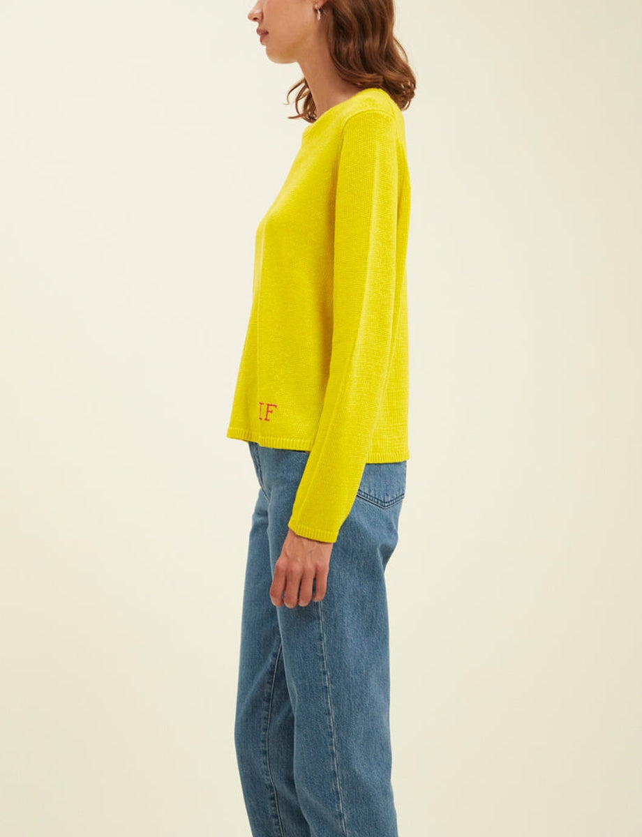 6qty RELIQUAT 50€ 25%  / Pull col rond Angelina en lin - Yellow