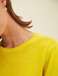 6qty RELIQUAT 50€ 25%  / Pull col rond Angelina en lin - Yellow