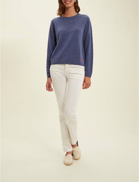 5qty RELIQUAT 90€ 16,7%  / Pull col rond Angelina en laine et cachemire - Blue Denim