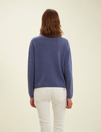 5qty RELIQUAT 90€ 16,7%  / Pull col rond Angelina en laine et cachemire - Blue Denim