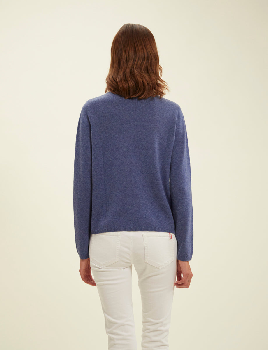 5qty RELIQUAT 90€ 16,7%  / Pull col rond Angelina en laine et cachemire - Blue Denim