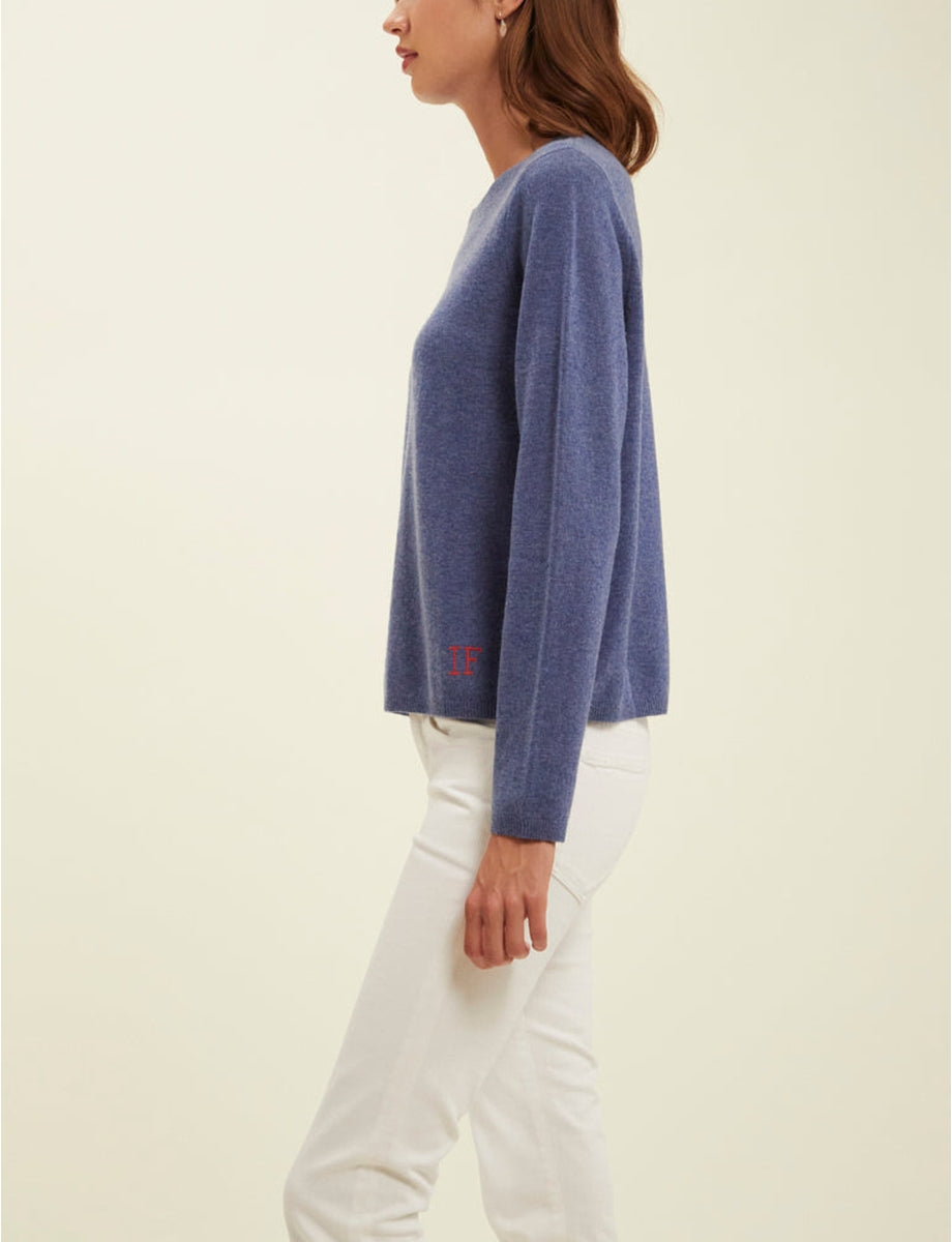 5qty RELIQUAT 90€ 16,7%  / Pull col rond Angelina en laine et cachemire - Blue Denim