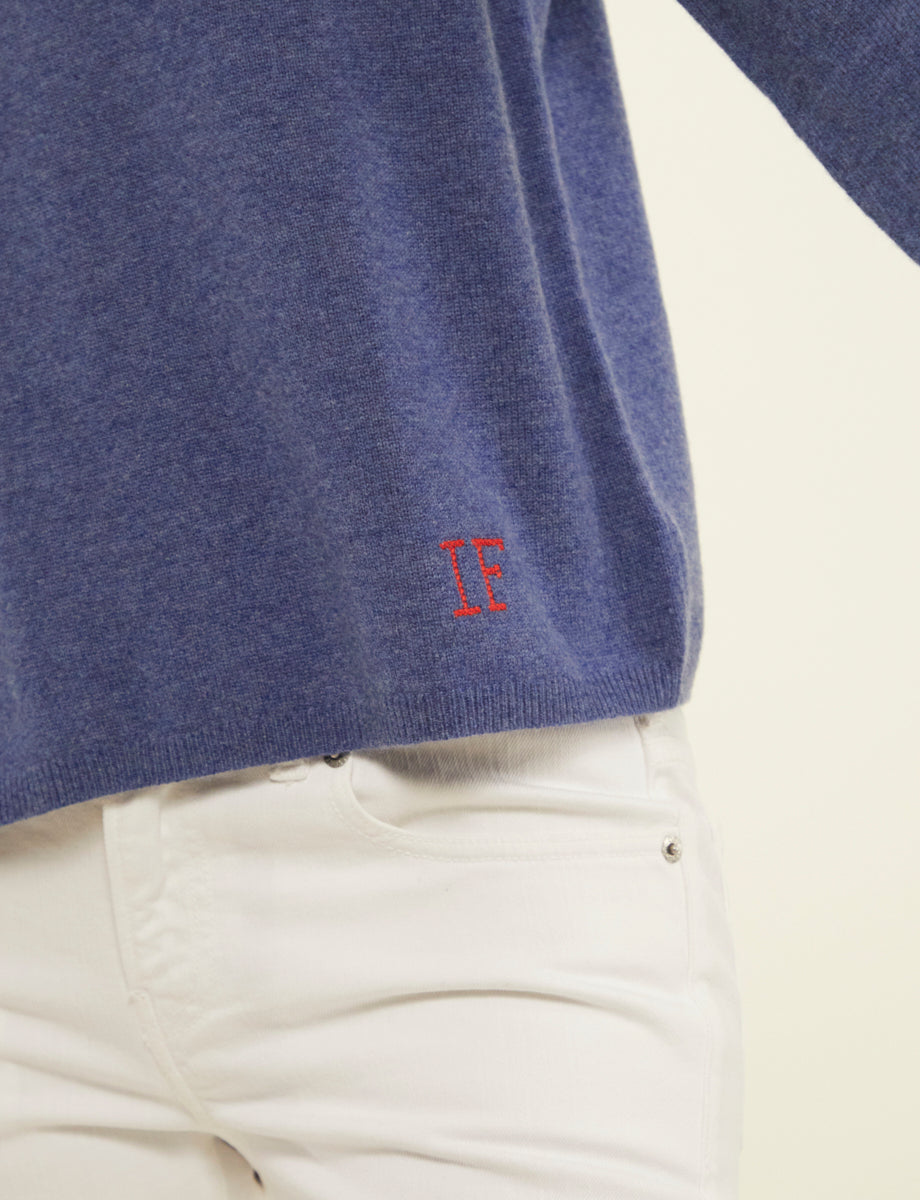 5qty RELIQUAT 90€ 16,7%  / Pull col rond Angelina en laine et cachemire - Blue Denim