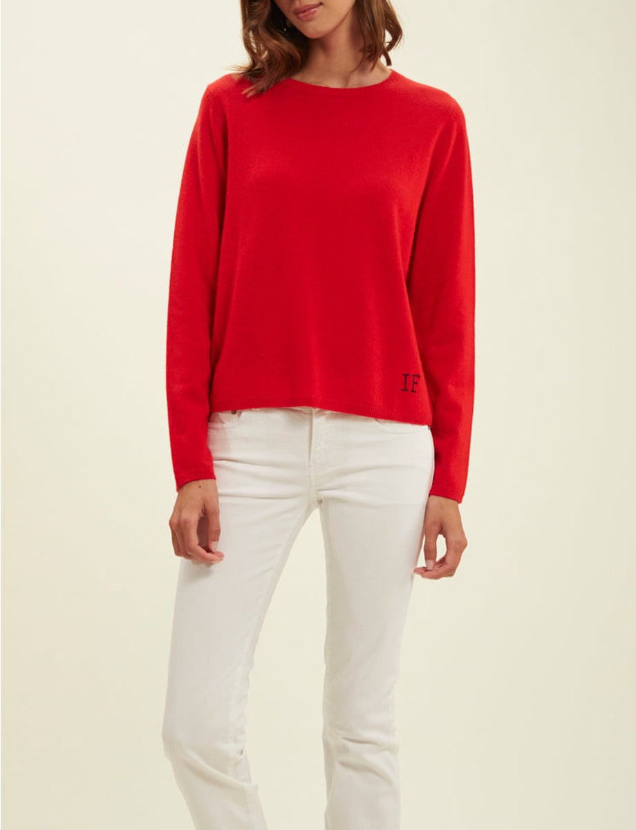 4qty RELIQUAT 90€ 40%  / Pull col rond Angelina en laine et cachemire - Red Intense