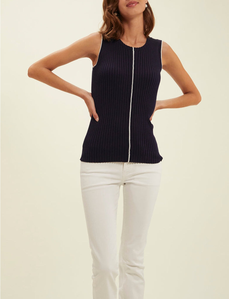 2qty RELIQUAT 50€ 42,9%  / Débardeur côtelé Léonie - Blue Navy