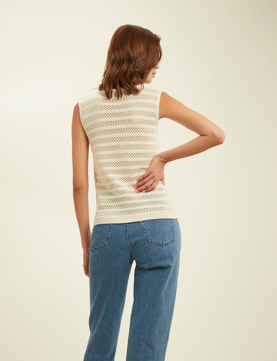 1qty RELIQUAT 50€ 0%  / Débardeur Clovis en crochet - Ecru