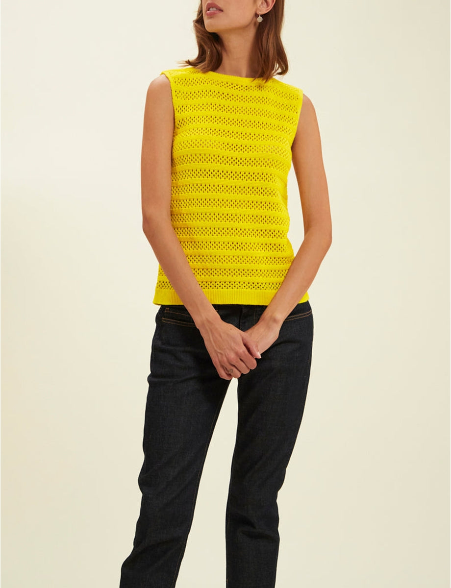 16qty RELIQUAT 50€ 4,5%  / Débardeur Clovis en crochet - Yellow