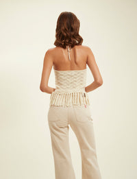 1qty RELIQUAT 50€ 100%  / Débardeur Eliane en crochet - Ecru