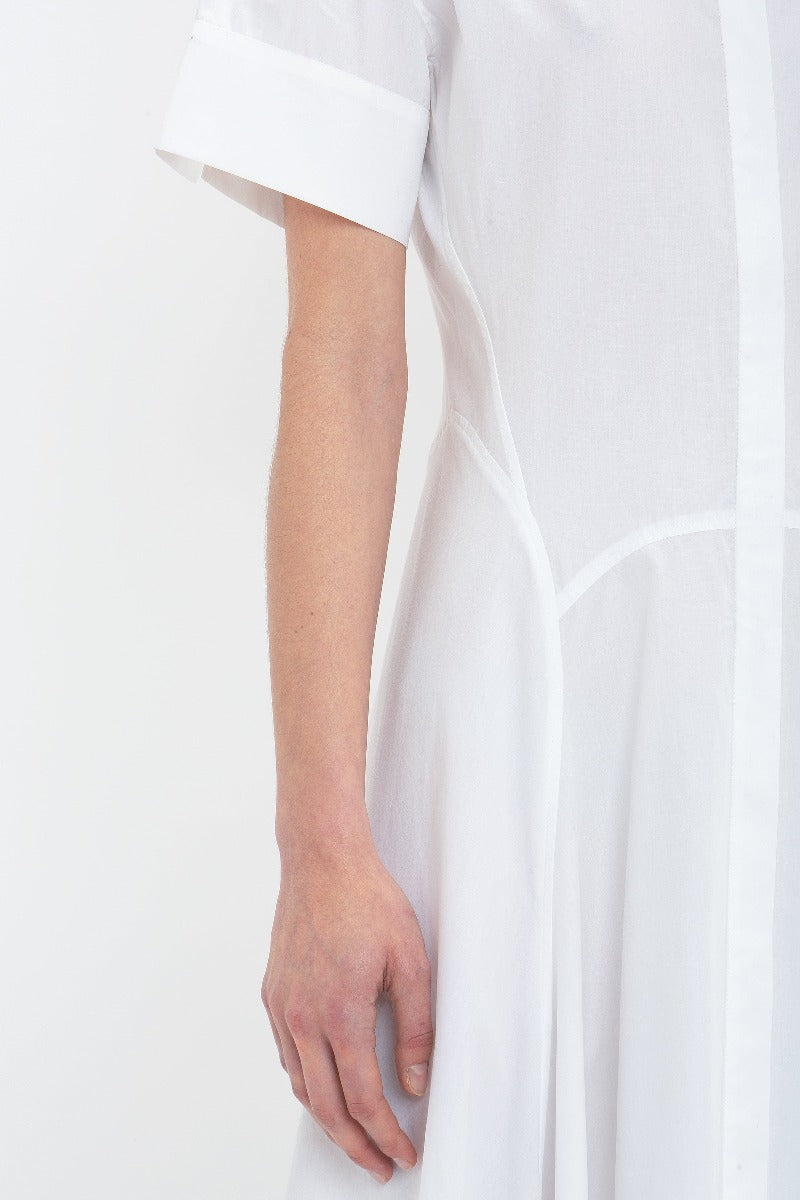 Panelled Shirt Dress - White
