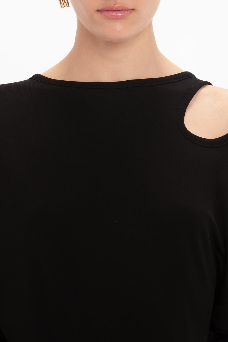 Twist Detail Jersey Top - Black