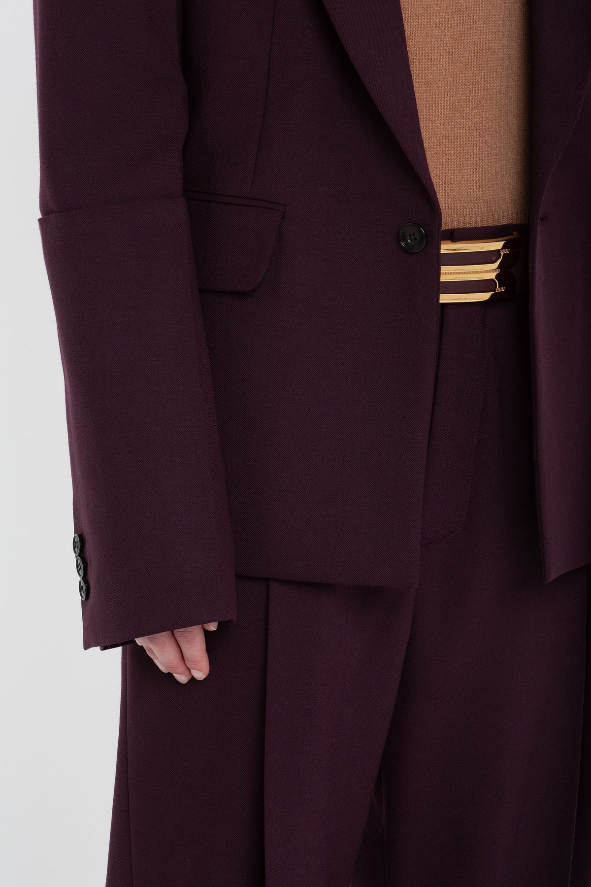 Sleeve Detail Patch Pocket Jacket - Deep Mahogany