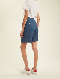 6qty RELIQUAT 65€ 33,3%  / Short taille haute Prune en lin - Blue Denim
