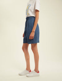 6qty RELIQUAT 65€ 33,3%  / Short taille haute Prune en lin - Blue Denim