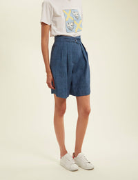 6qty RELIQUAT 65€ 33,3%  / Short taille haute Prune en lin - Blue Denim