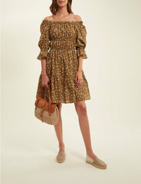 2qty RELIQUAT 75€ 0%  / Robe courte Palmina à fronces et volants - Lucky Khaki