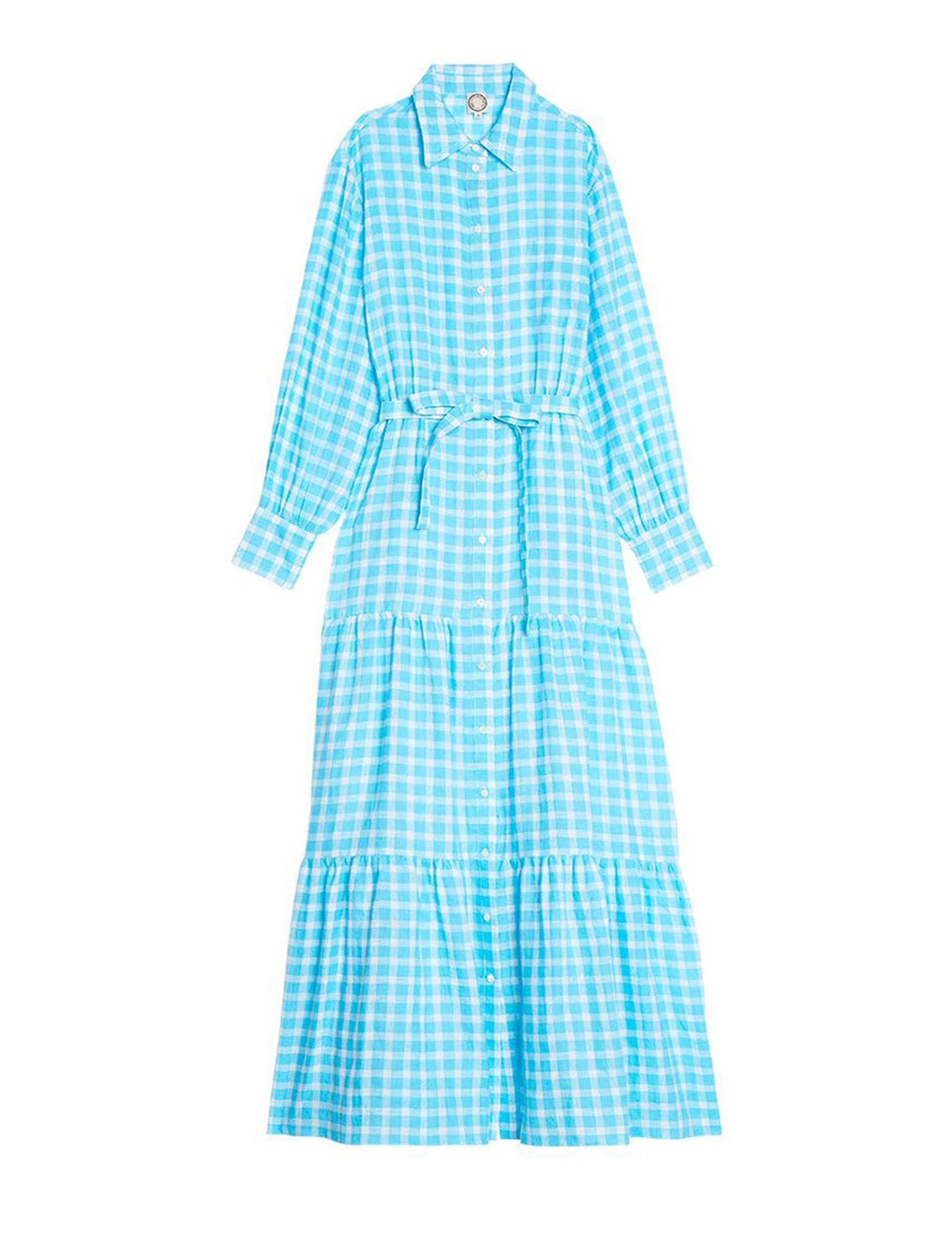 10qty RELIQUAT 120€ 14,3%  / Robe longue Lena en lin - Turquoise White
