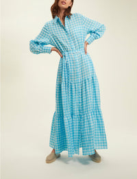10qty RELIQUAT 120€ 14,3%  / Robe longue Lena en lin - Turquoise White