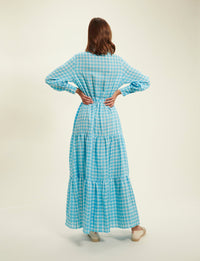 10qty RELIQUAT 120€ 14,3%  / Robe longue Lena en lin - Turquoise White