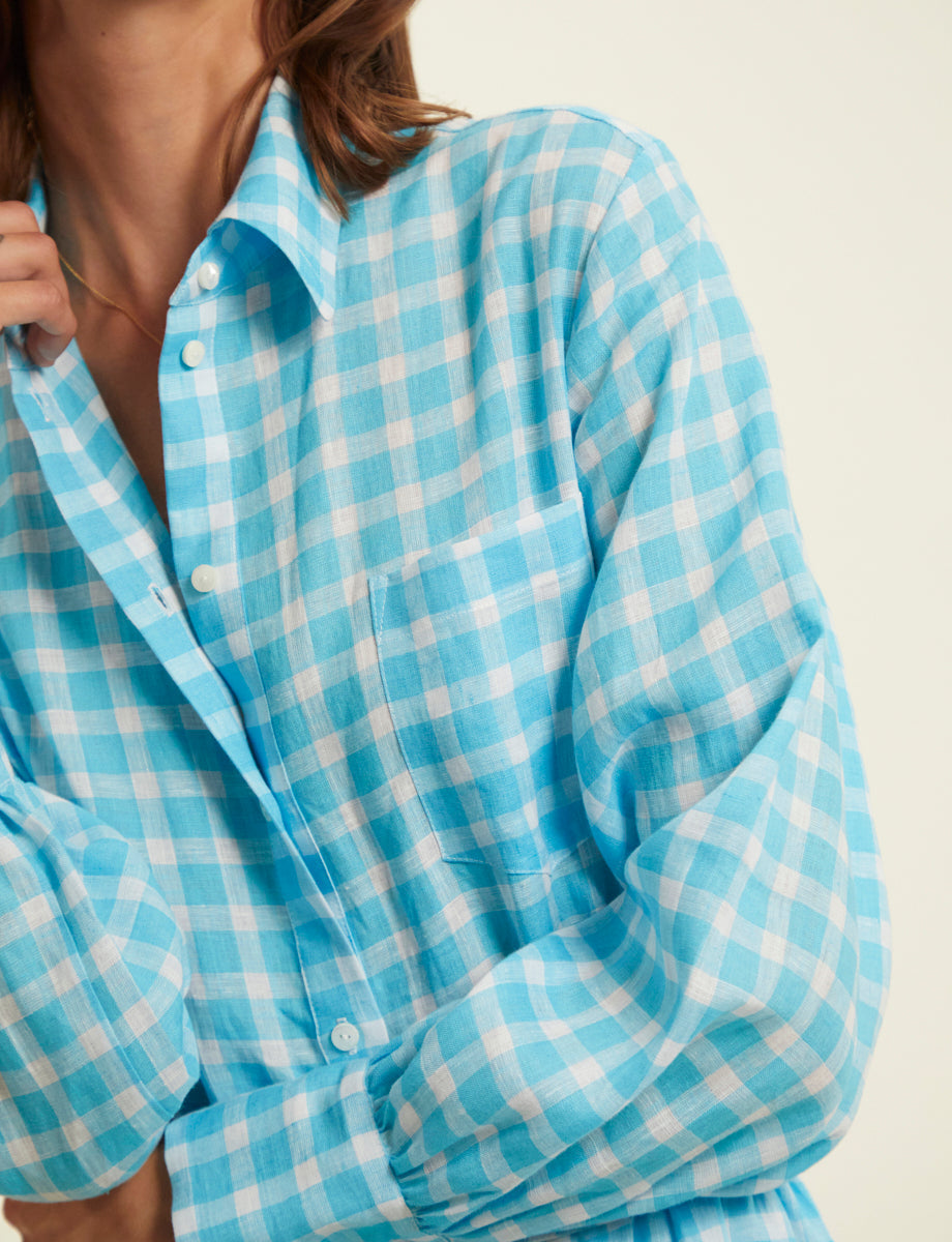 10qty RELIQUAT 120€ 14,3%  / Robe longue Lena en lin - Turquoise White