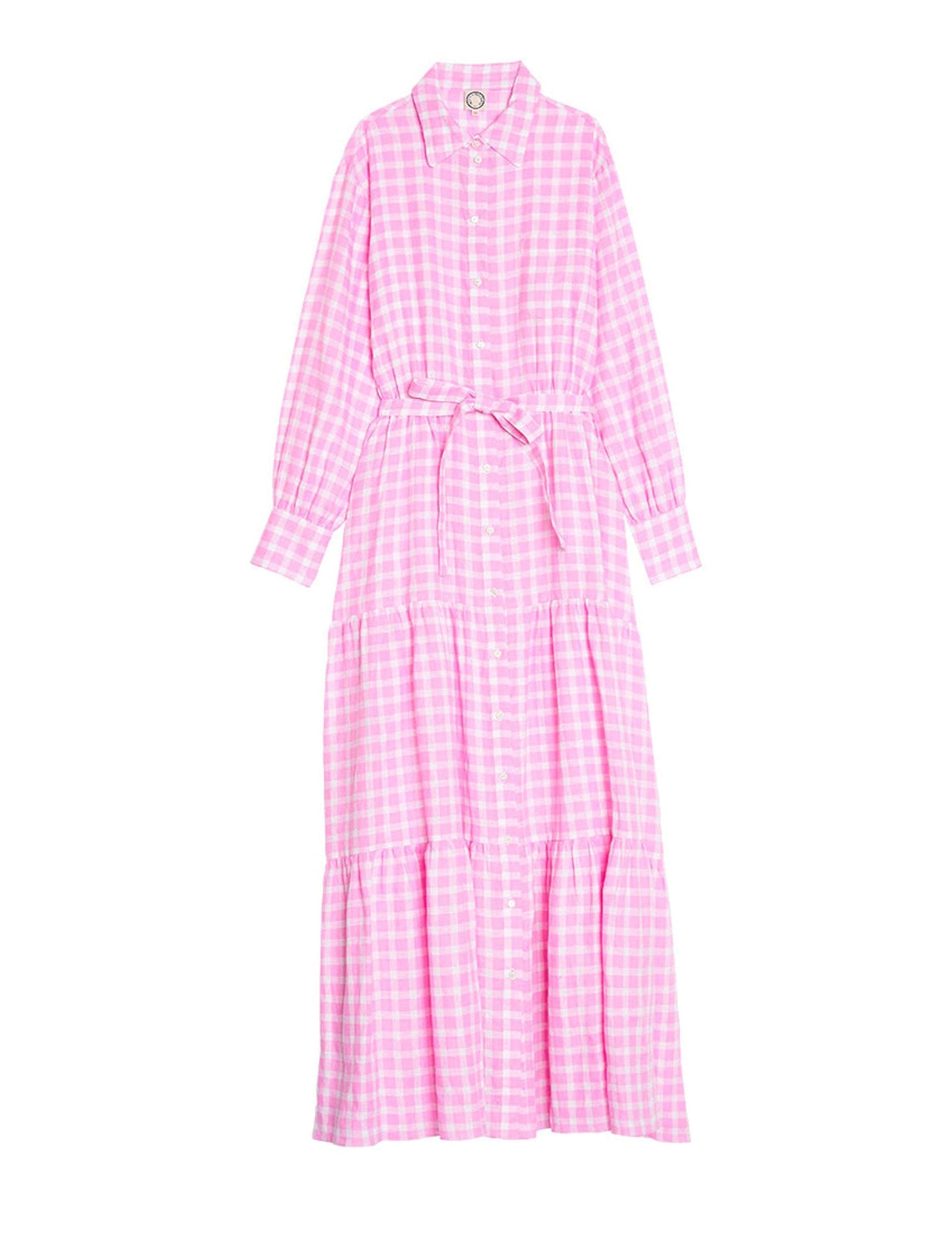 1qty RELIQUAT 120€ 100%  / Robe longue Lena en lin - Pink White