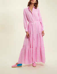 1qty RELIQUAT 120€ 100%  / Robe longue Lena en lin - Pink White