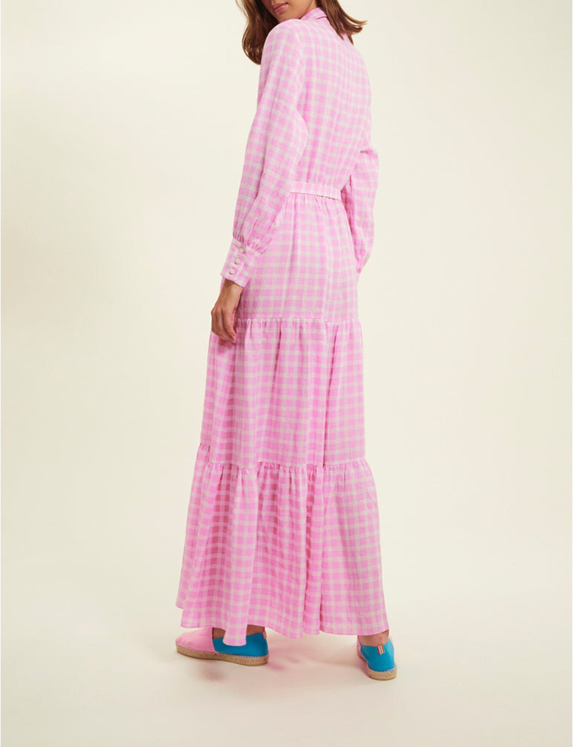 1qty RELIQUAT 120€ 100%  / Robe longue Lena en lin - Pink White