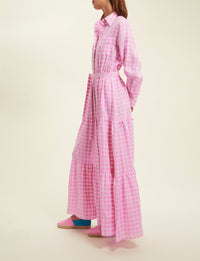 1qty RELIQUAT 120€ 100%  / Robe longue Lena en lin - Pink White