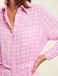1qty RELIQUAT 120€ 100%  / Robe longue Lena en lin - Pink White