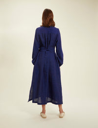 1qty RELIQUAT 120€ 0%  / Robe longue Mirabelle en lin - Blue Navy