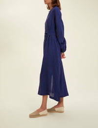 1qty RELIQUAT 120€ 0%  / Robe longue Mirabelle en lin - Blue Navy