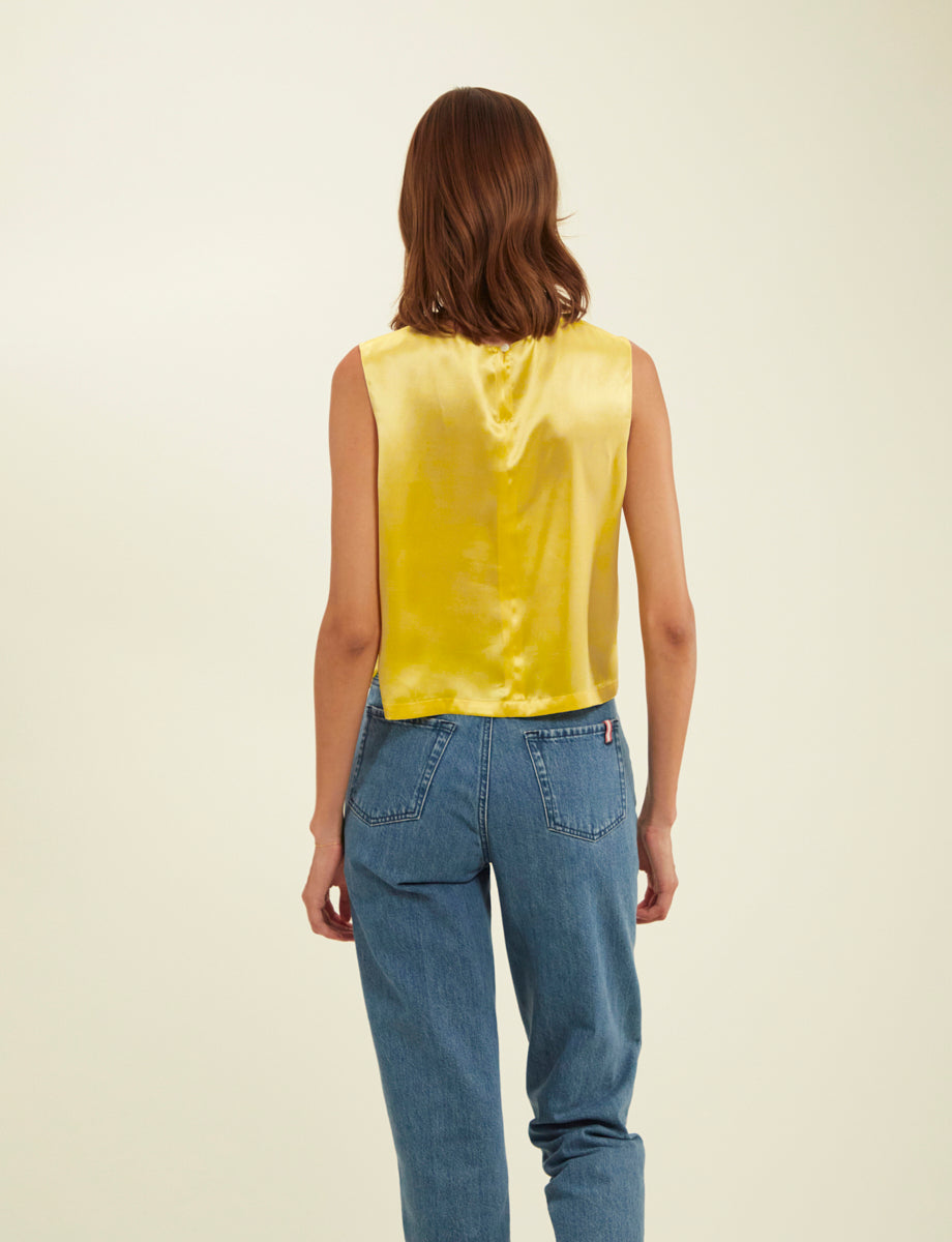 3qty RELIQUAT 65€ 0%  / Débardeur Albert en soie - Yellow