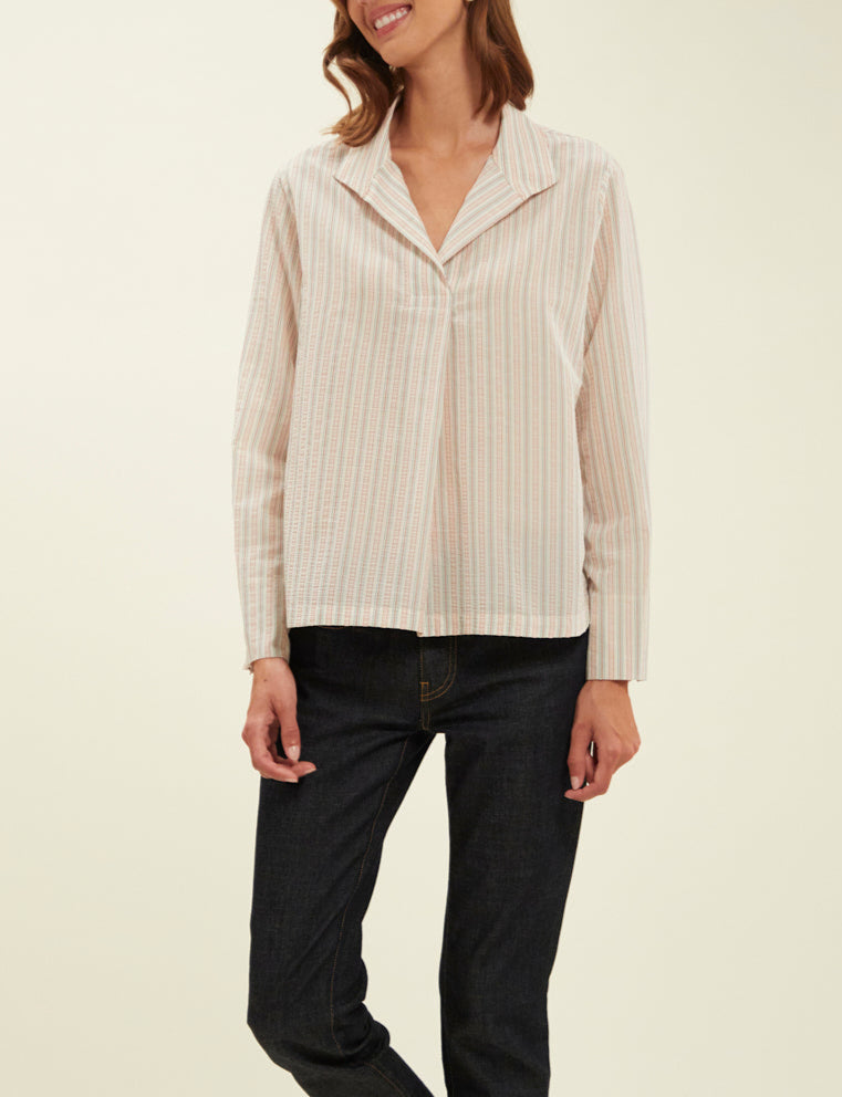 4qty RELIQUAT 95€ 0%  / Chemise large Noa - Ecru Multicolor