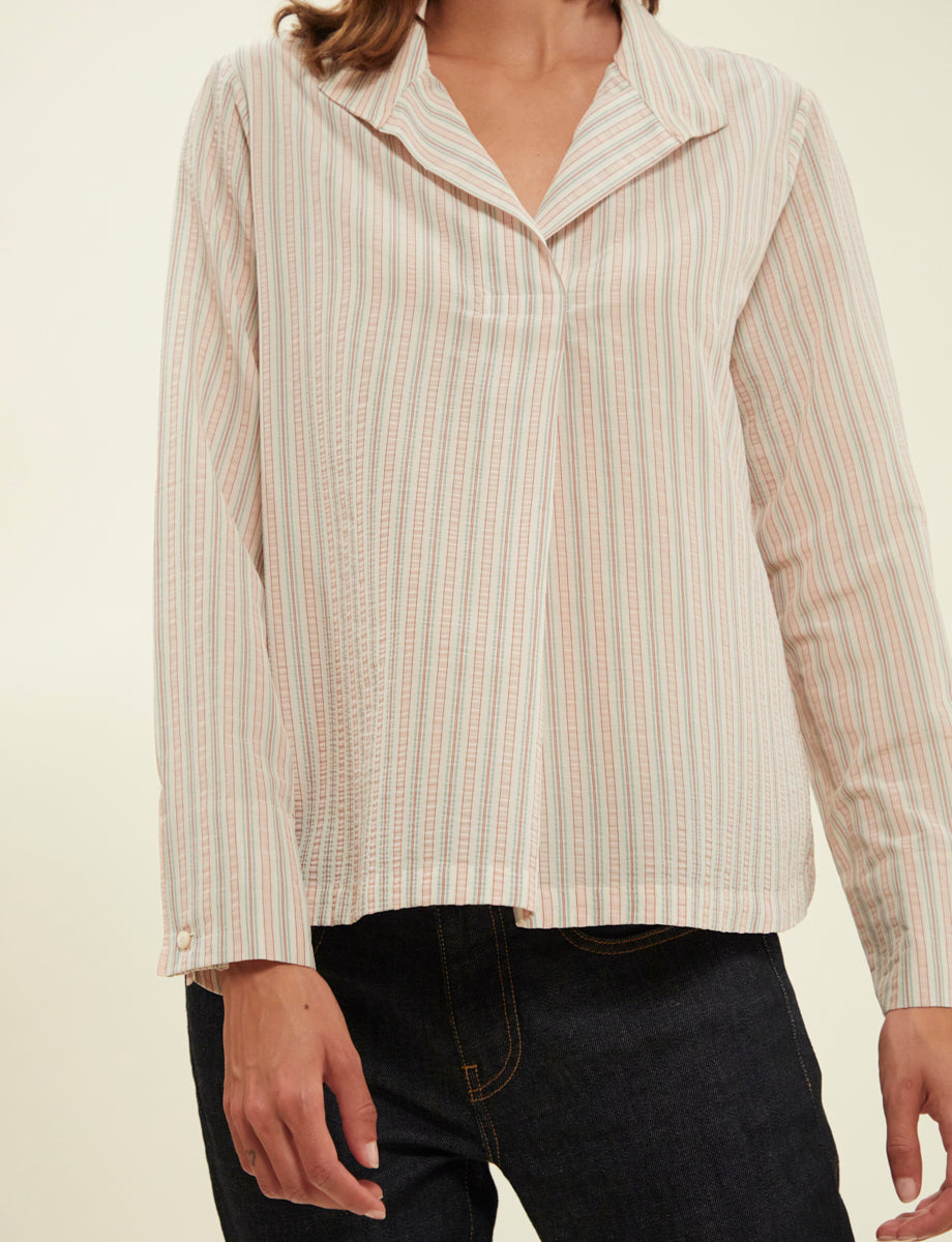 4qty RELIQUAT 95€ 0%  / Chemise large Noa - Ecru Multicolor