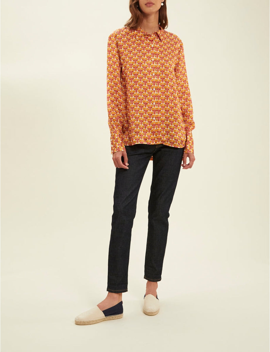 1qty RELIQUAT 95€ 100%  / Chemise asymétrique Falco en soie mélangée - Fountain Red