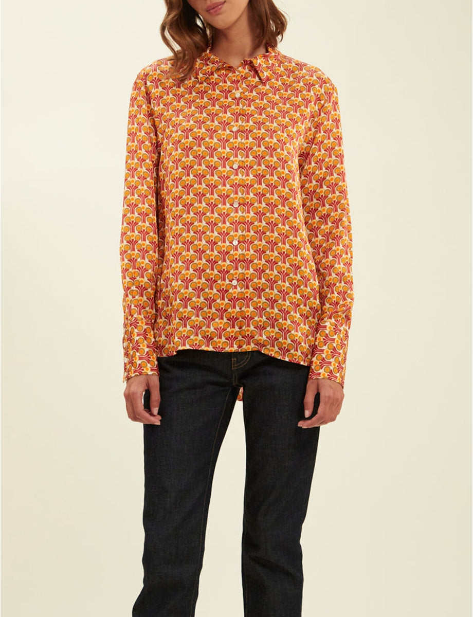 1qty RELIQUAT 95€ 100%  / Chemise asymétrique Falco en soie mélangée - Fountain Red