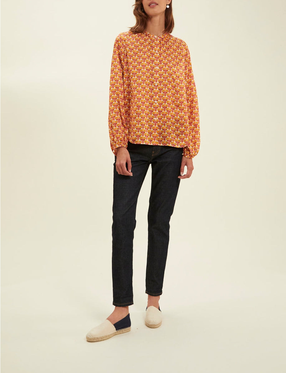 3qty RELIQUAT 95€ 0%  / Chemise boufante Josephine en soie mélangée - Fountain Red